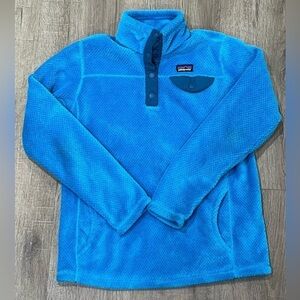 Girls XL (14) Patagonia Super Soft Synchilla Snap T Pullover Plush Blue Cotton
